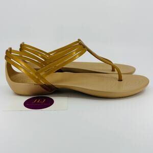 Crocs Women's Isabella T-Strap Slip On Comfort Sandals Bronze 202467 Size 7